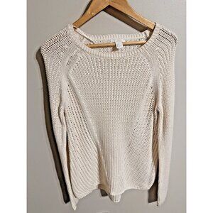 H&M Women's Medium Oversized Chunky Knit Sweater Crew Neck cream Size Medium